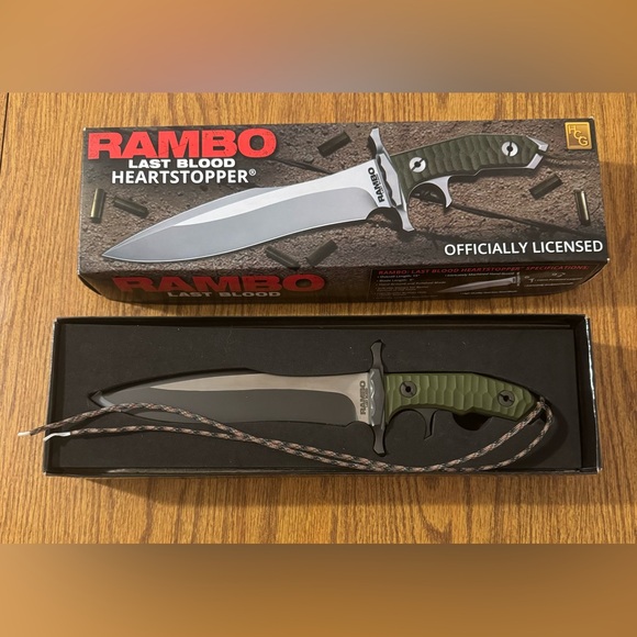 Rambo Last Blood Heartstopper Licensed Tactical Survival Bowie Knife w/Sheath - Picture 5 of 7